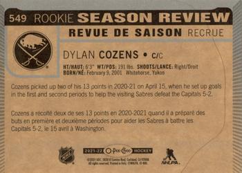 2021-22 O-Pee-Chee #549 Dylan Cozens Back