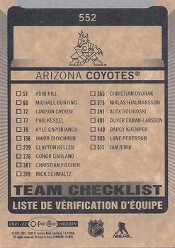 2021-22 O-Pee-Chee #552 Arizona Coyotes Back