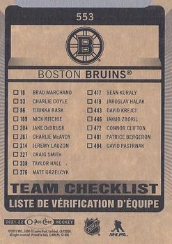 2021-22 O-Pee-Chee #553 Boston Bruins Back