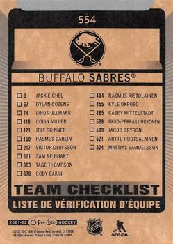 2021-22 O-Pee-Chee #554 Buffalo Sabres Back