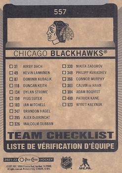 2021-22 O-Pee-Chee #557 Chicago Blackhawks Back