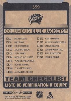 2021-22 O-Pee-Chee #559 Columbus Blue Jackets Back