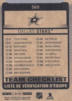 2021-22 O-Pee-Chee #560 Dallas Stars Back