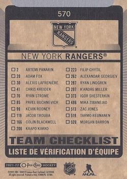 2021-22 O-Pee-Chee #570 New York Rangers Back
