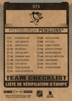 2021-22 O-Pee-Chee #573 Pittsburgh Penguins Back