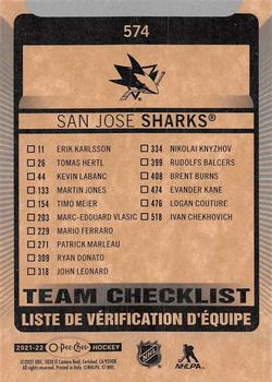 2021-22 O-Pee-Chee #574 San Jose Sharks Back