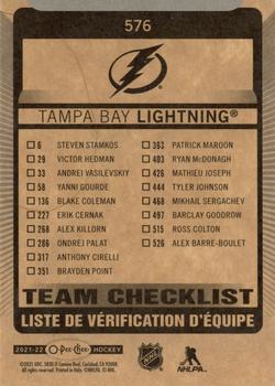 2021-22 O-Pee-Chee #576 Tampa Bay Lightning Back