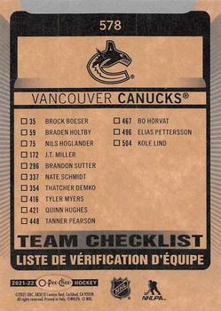 2021-22 O-Pee-Chee #578 Vancouver Canucks Back