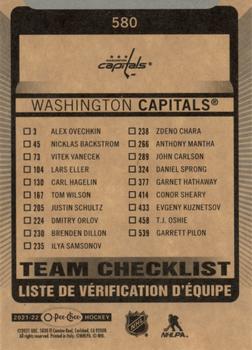 2021-22 O-Pee-Chee #580 Washington Capitals Back