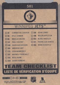 2021-22 O-Pee-Chee #581 Winnipeg Jets Back