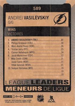 2021-22 O-Pee-Chee #589 Andrei Vasilevskiy Back