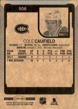 2021-22 O-Pee-Chee #506b Cole Caufield Back