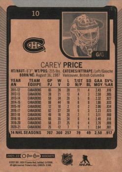 2021-22 O-Pee-Chee #10c Carey Price Back