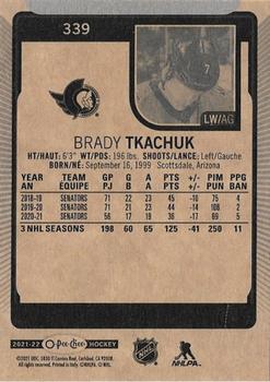 2021-22 O-Pee-Chee #339b Brady Tkachuk Back