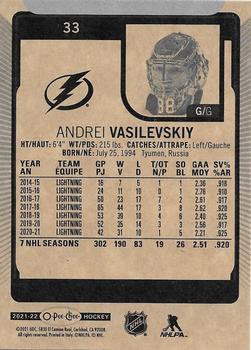 2021-22 O-Pee-Chee #33b Andrei Vasilevskiy Back
