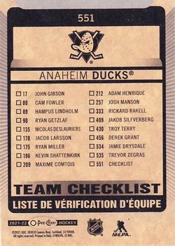 2021-22 O-Pee-Chee #551b Anaheim Ducks Back