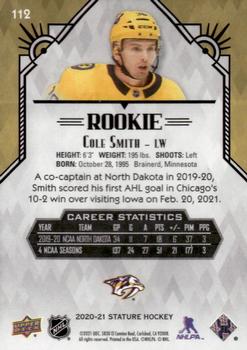 2020-21 Upper Deck Stature #112 Cole Smith Back