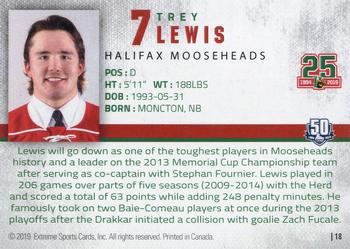 2018-19 Extreme Halifax Mooseheads (QMJHL) 25th Anniversary #NNO Trey Lewis Back