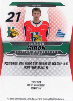 2019-20 Halifax Mooseheads (QMJHL) Update #27 Landon Miron Back