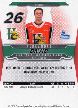 2019-20 Halifax Mooseheads (QMJHL) Update #28 Alexandre David Back