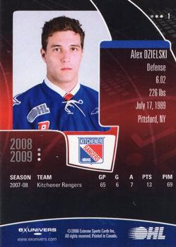 2008-09 Extreme Kitchener Rangers (OHL) Autographs #1 Alex Dzielski Back