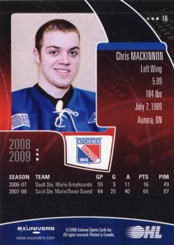 2008-09 Extreme Kitchener Rangers (OHL) Autographs #16 Chris MacKinnon Back