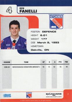 2009-10 Extreme Kitchener Rangers (OHL) Autographs #3 Ben Fanelli Back