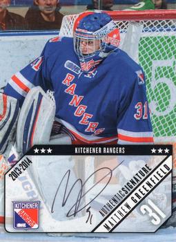 2013-14 Extreme Kitchener Rangers (OHL) Autographs #7 Matthew Greenfield Front