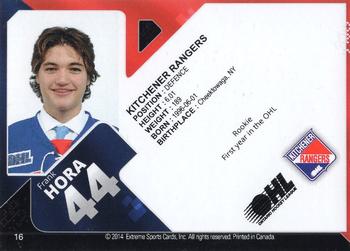 2013-14 Extreme Kitchener Rangers (OHL) Autographs #19 Frank Hora Back