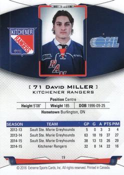 2015-16 Extreme Kitchener Rangers (OHL) - Autographs #19 David Miller Back