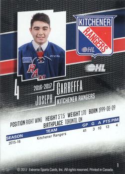 2016-17 Extreme Kitchener Rangers OHL - Autographs #1 Joseph Garreffa Back