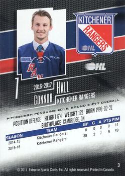 2016-17 Extreme Kitchener Rangers OHL - Autographs #3 Connor Hall Back