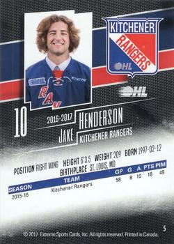 2016-17 Extreme Kitchener Rangers OHL - Autographs #5 Jake Henderson Back