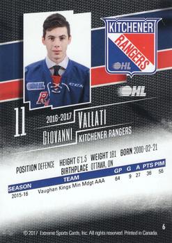 2016-17 Extreme Kitchener Rangers OHL - Autographs #6 Giovanni Vallati Back