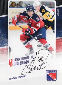 2016-17 Extreme Kitchener Rangers OHL - Autographs #18 Cedric Schiemenz Front