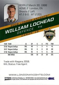 2018-19 Choice London Knights (OHL) Autographs #13 William Lochead Back