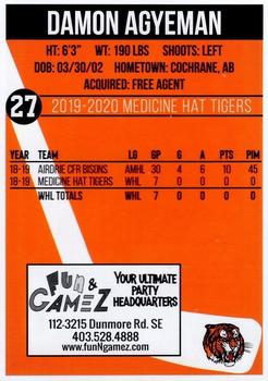 2019-20 Medicine Hat Tigers (WHL) #NNO Damon Agyeman Back