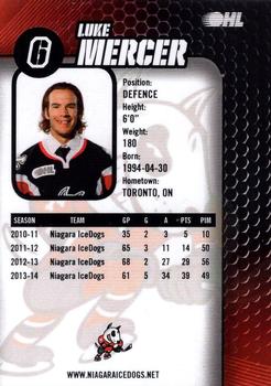 2014-15 Niagara IceDogs (OHL) #NNO Luke Mercer Back