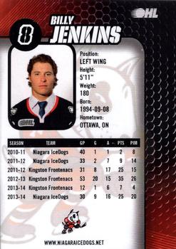 2014-15 Niagara IceDogs (OHL) #NNO Billy Jenkins Back