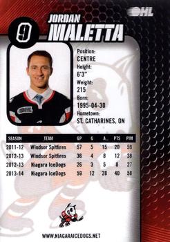 2014-15 Niagara IceDogs (OHL) #NNO Jordan Maletta Back