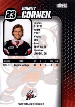 2014-15 Niagara IceDogs (OHL) #NNO Johnny Corneil Back