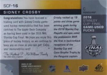 2020-21 SP Game Used - Stanley Cup Final Series Game Used Pucks Achievement #SCF-16 Sidney Crosby Back