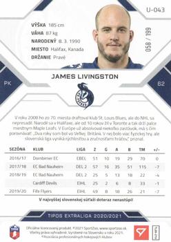2020-21 SportZoo Tipos Extraliga 2. Seria - Blue #U-043 James Livingston Back