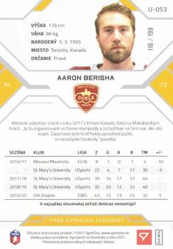 2020-21 SportZoo Tipos Extraliga 2. Seria - Blue #U-053 Aaron Berisha Back
