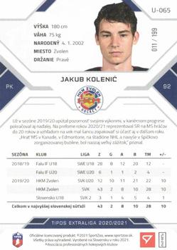 2020-21 SportZoo Tipos Extraliga 2. Seria - Blue #U-065 Jakub Kolenic Back