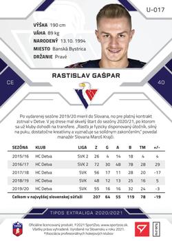 2020-21 SportZoo Tipos Extraliga 2. Seria - Gold #U-017 Rastislav Gaspar Back