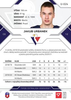 2020-21 SportZoo Tipos Extraliga 2. Seria - Gold #U-024 Jakub Urbanek Back