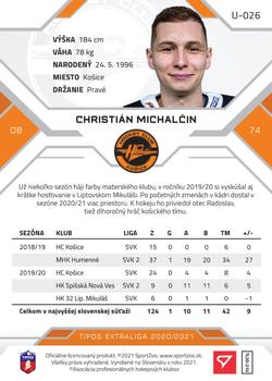 2020-21 SportZoo Tipos Extraliga 2. Seria - Gold #U-026 Christian Michalcin Back
