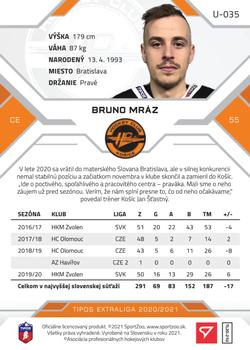 2020-21 SportZoo Tipos Extraliga 2. Seria - Gold #U-035 Bruno Mraz Back