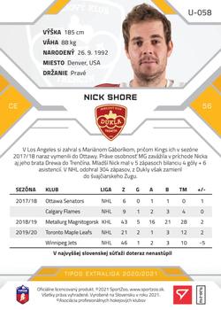 2020-21 SportZoo Tipos Extraliga 2. Seria - Gold #U-058 Nick Shore Back